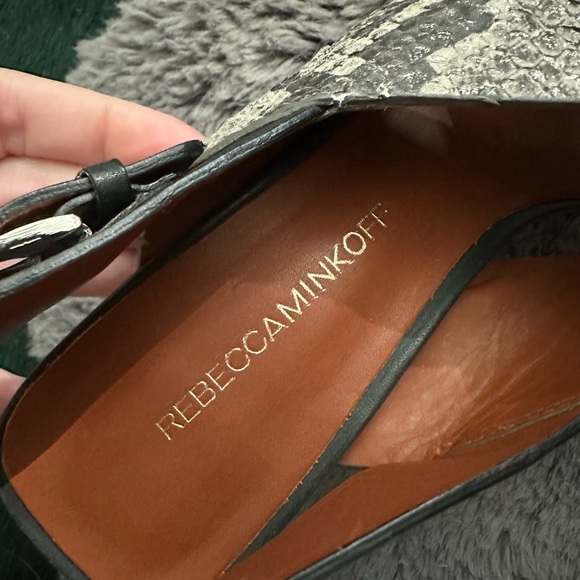 Rebecca Minkoff Black Gray Snake Print Slingback Heels - Picture 8 of 14